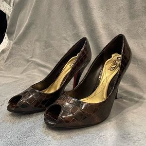unlisted by Kenneth Cole - Brown leather open toe heels